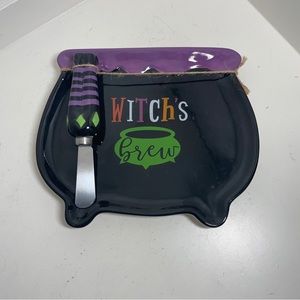 Witch’s Brew W Spreader Halloween Snack Dish Cheese Tray
